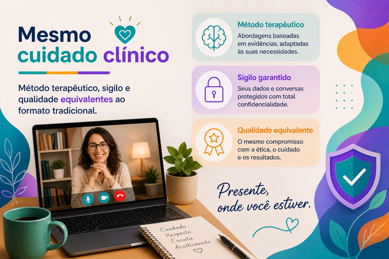 Atendimento remoto em notebook